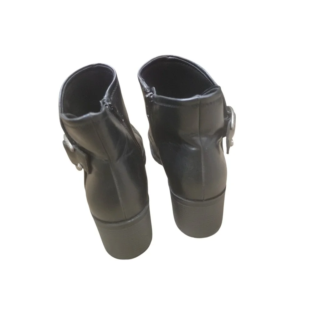 BaretrapsChristine Womens 10M Black Ankle Boots Block Heel Buckle Career‎ Casual